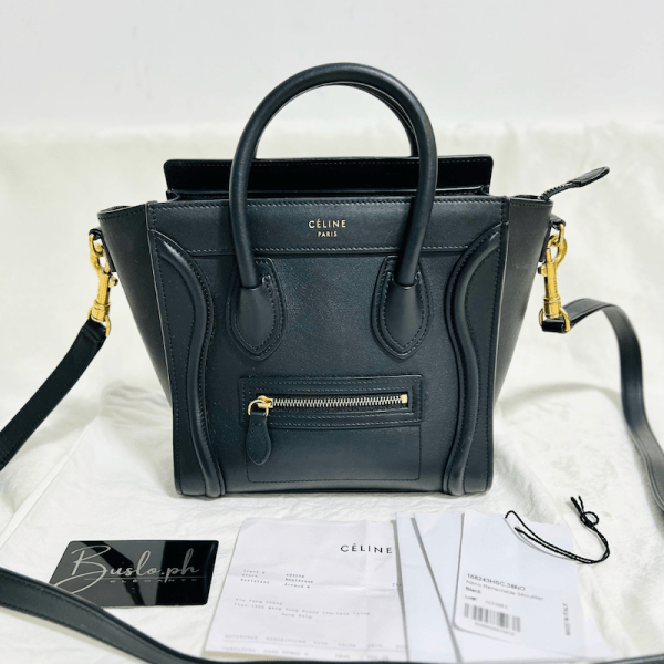 CELINE Nano Calfskin Luggage Bag (Black)